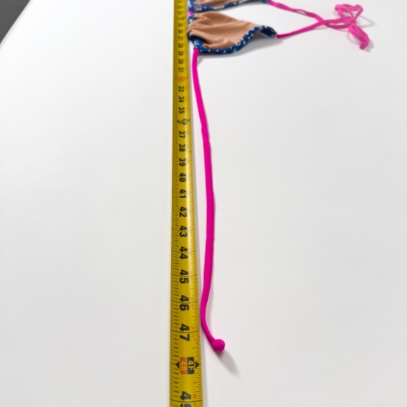 πΊ J.Crew Blue Floral Neon Pink Bikini Swimsuit Size S/M Tie Bottom Retail: $150 - Picture 15 of 16